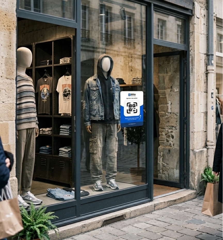 Cliente em frente à loja